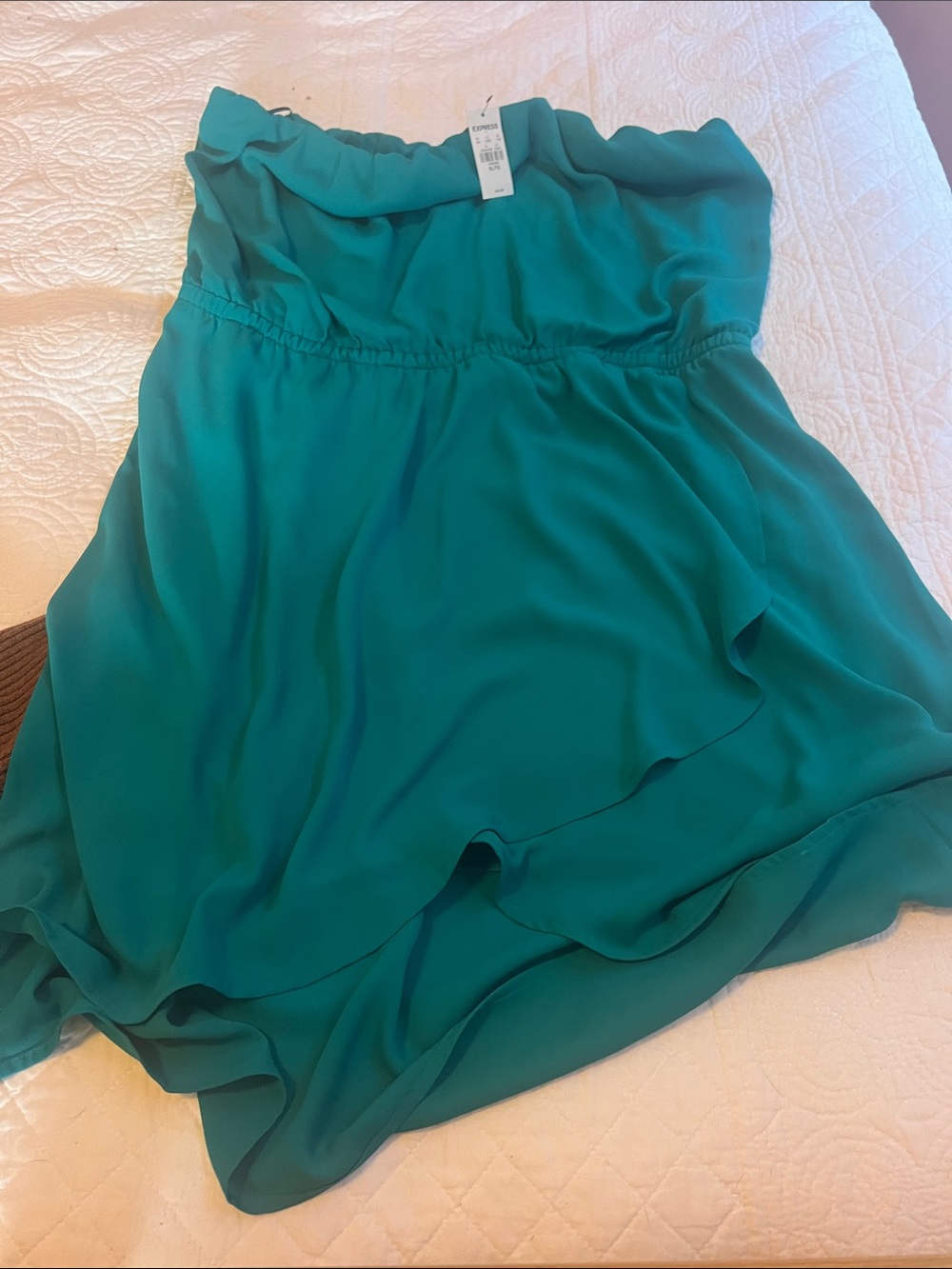 Teal Strapless Chiffon Dress - Women's Elegant Summer Dress